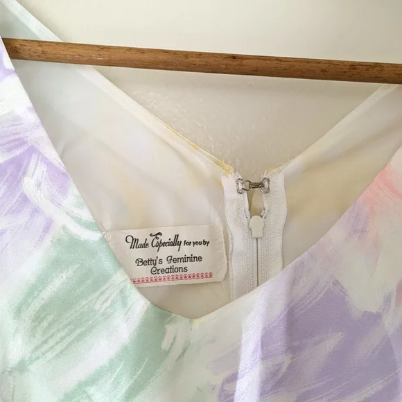 Handmade OOAK Vintage Floral Pastel Impressionist Maxi Dress - Picture 6 of 15